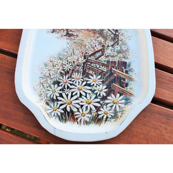 Country Barn / Metal Tray / Field of Flowers Tin Tray / Decorative Tray - Picture 4 of 6